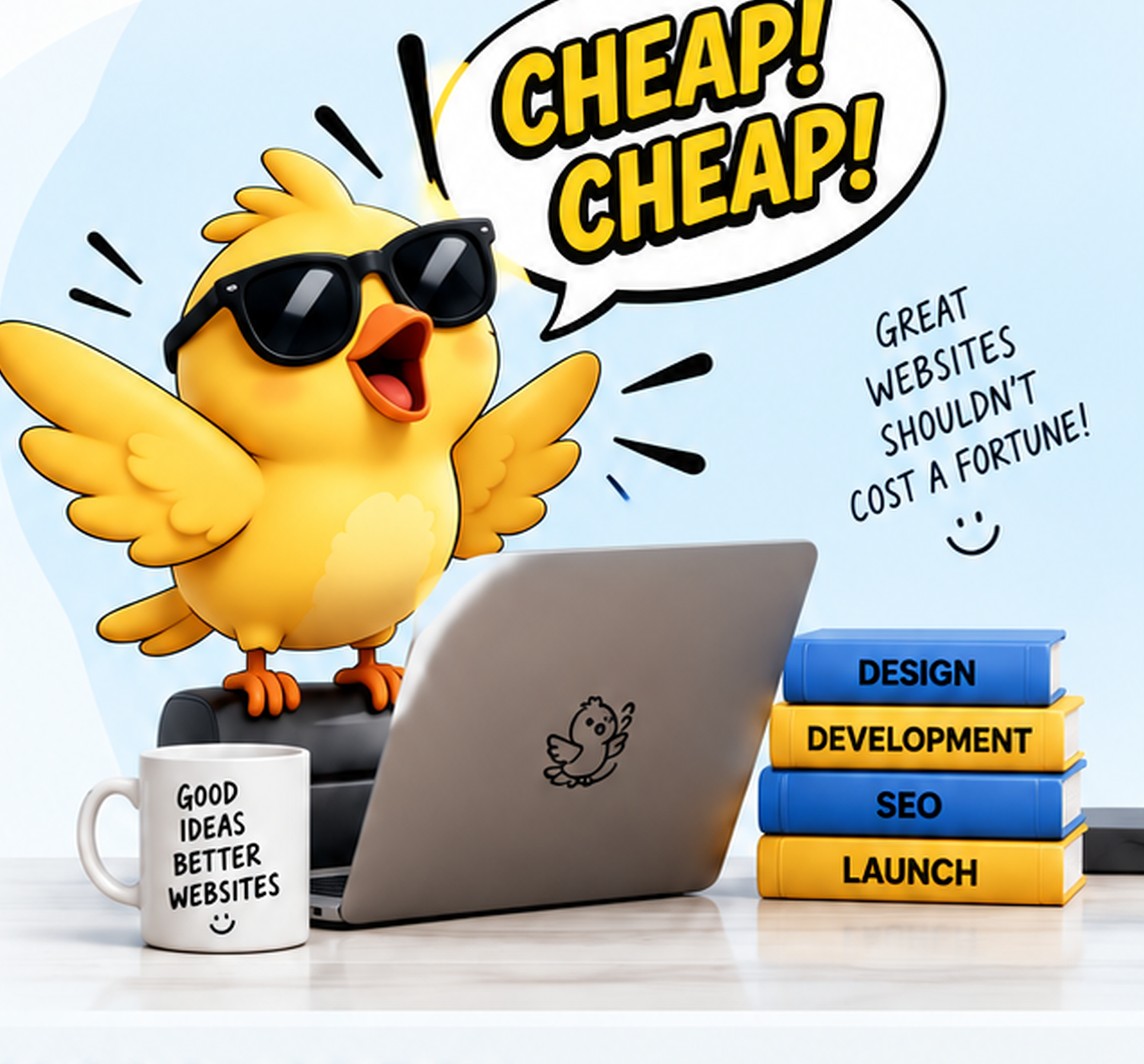 Cheap Cheap Websites mascot: Cheap! Cheap! Great websites shouldn't cost a fortune