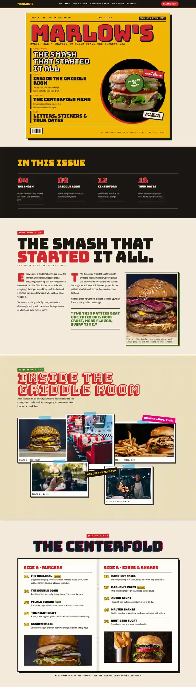 Marlow’s Burger Bar sample website on a laptop