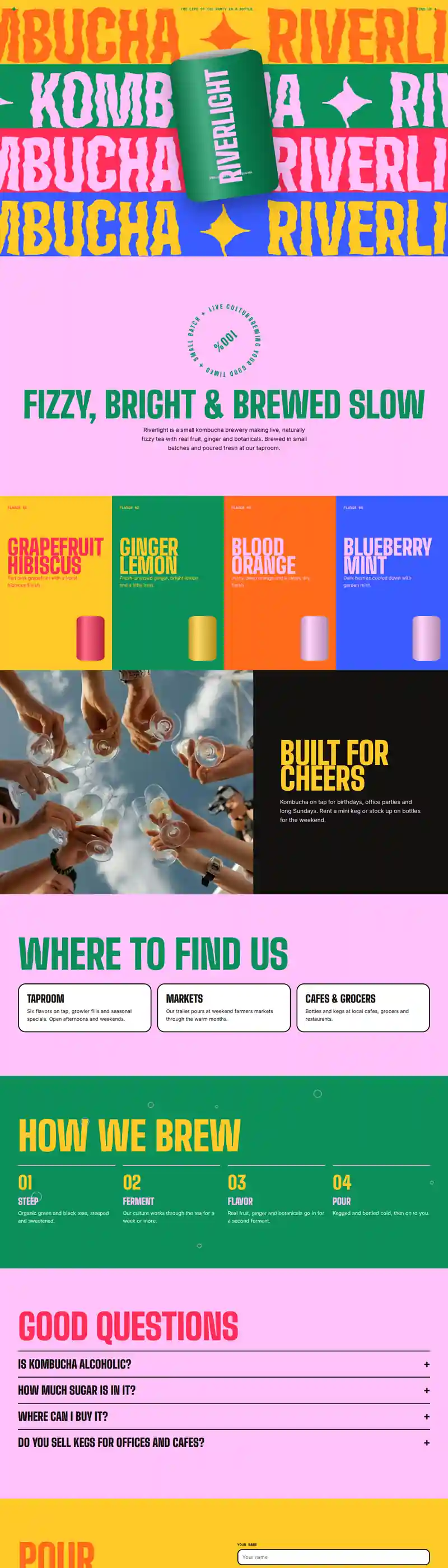 Riverlight Kombucha Co. sample website on a laptop