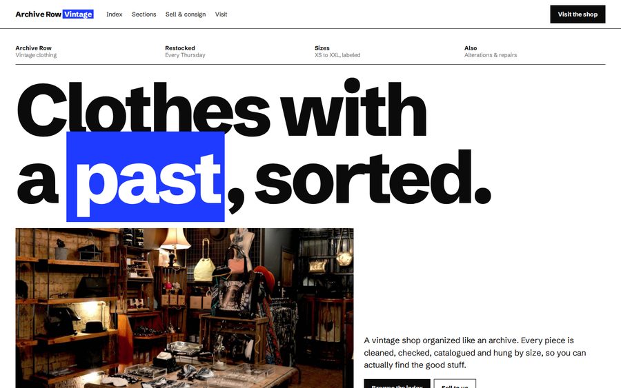 Archive Row Vintage sample website