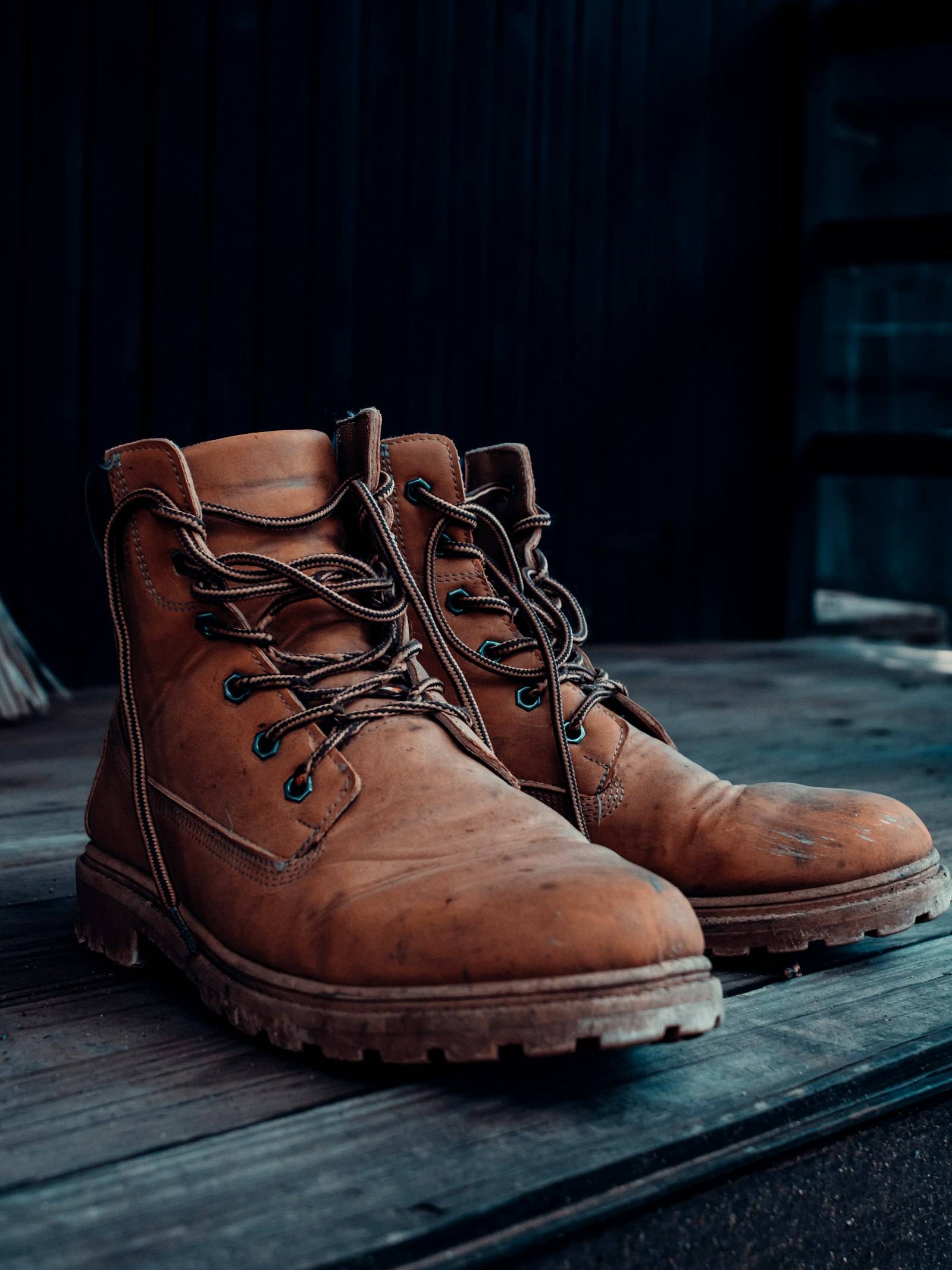 Brown leather boots