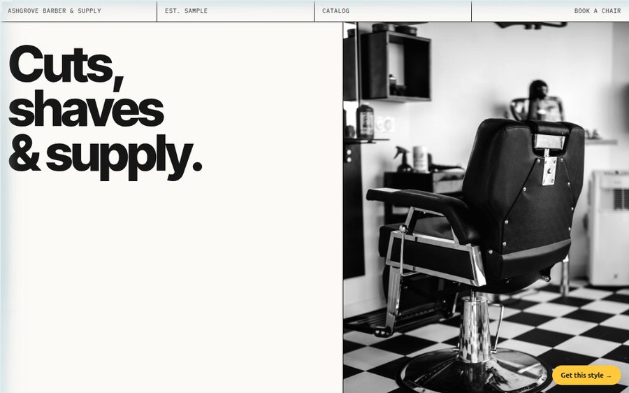 Ashgrove Barber & Supply sample website
