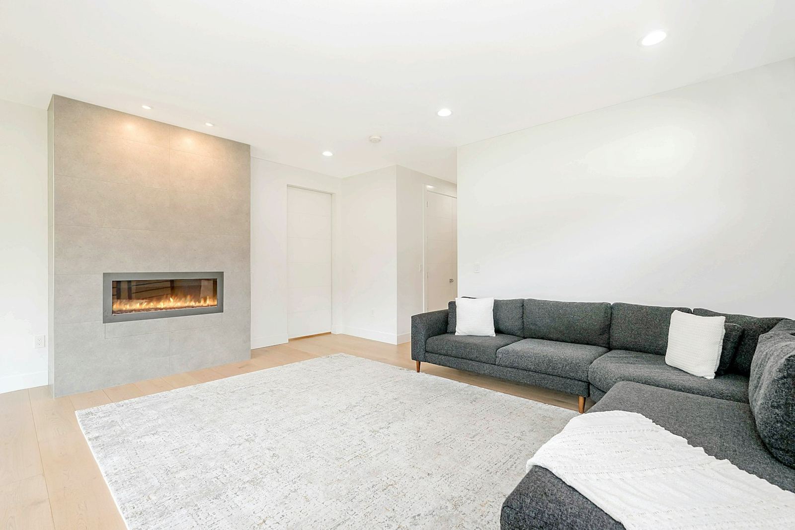 After: Quiet modern basement
