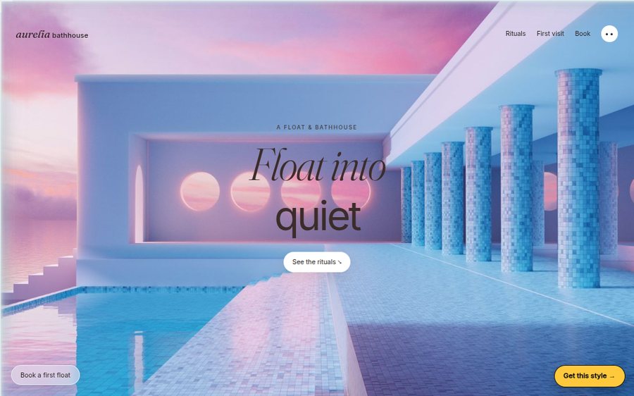 Aurelia Float & Bathhouse sample website
