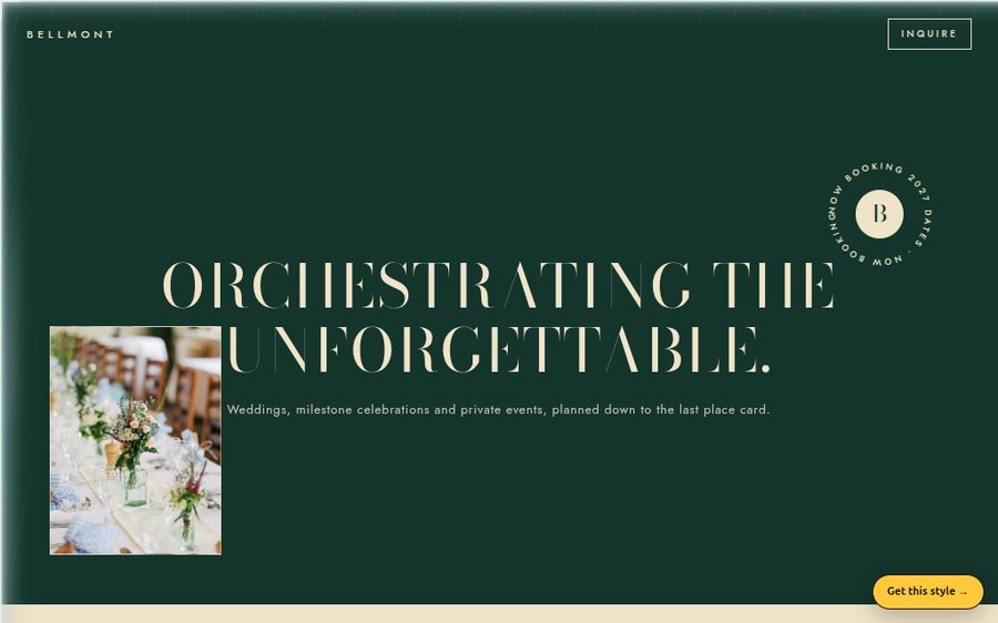Bellmont Event Planning sample website