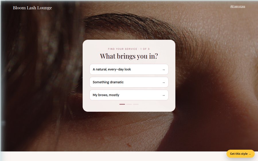 Bloom Lash Lounge sample website