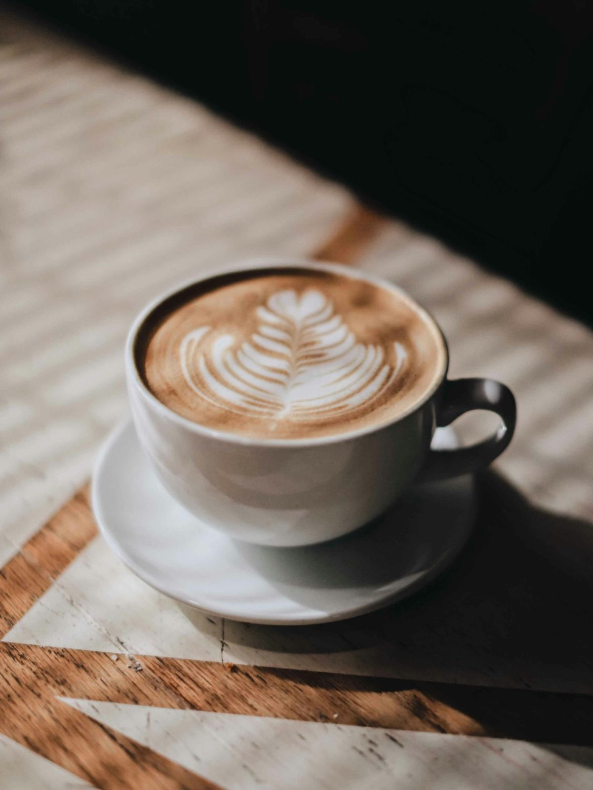 Latte on a café counter