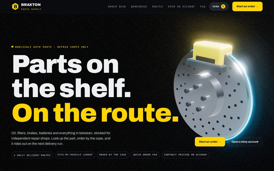Braxton Parts Supply sample website
