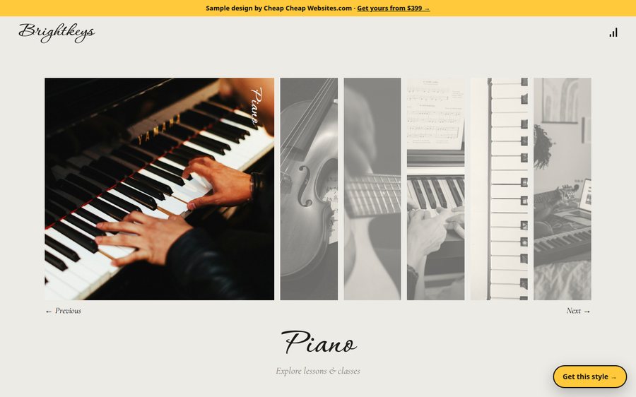 Brightkeys Music School sample website