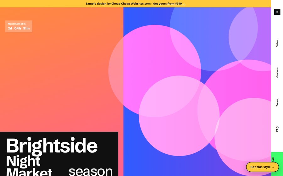 Brightside Night Market sample website