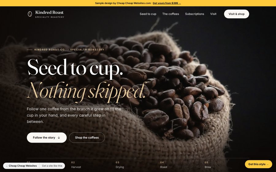 Kindred Roast Co. sample website