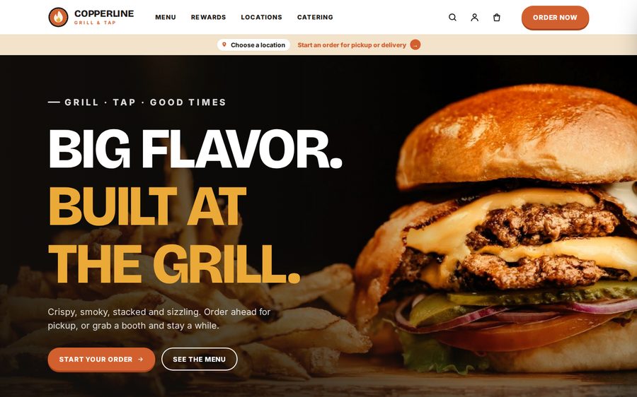 Copperline Grill & Tap sample website