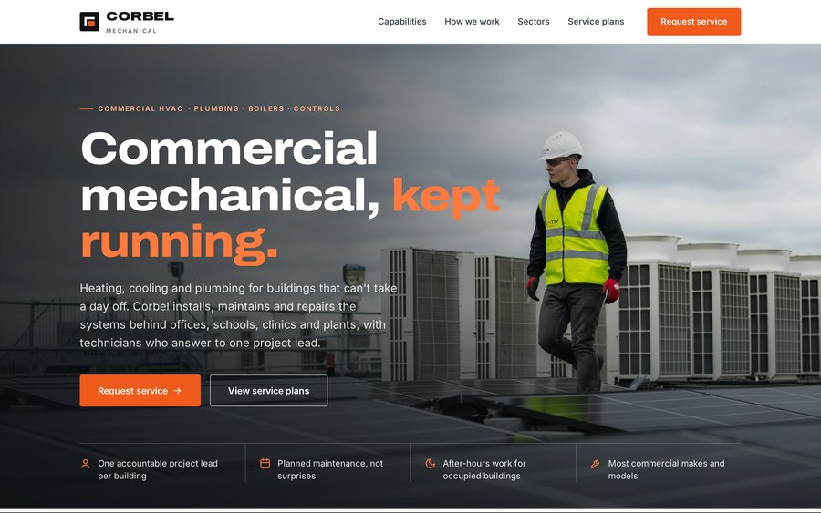 Corbel Mechanical sample website