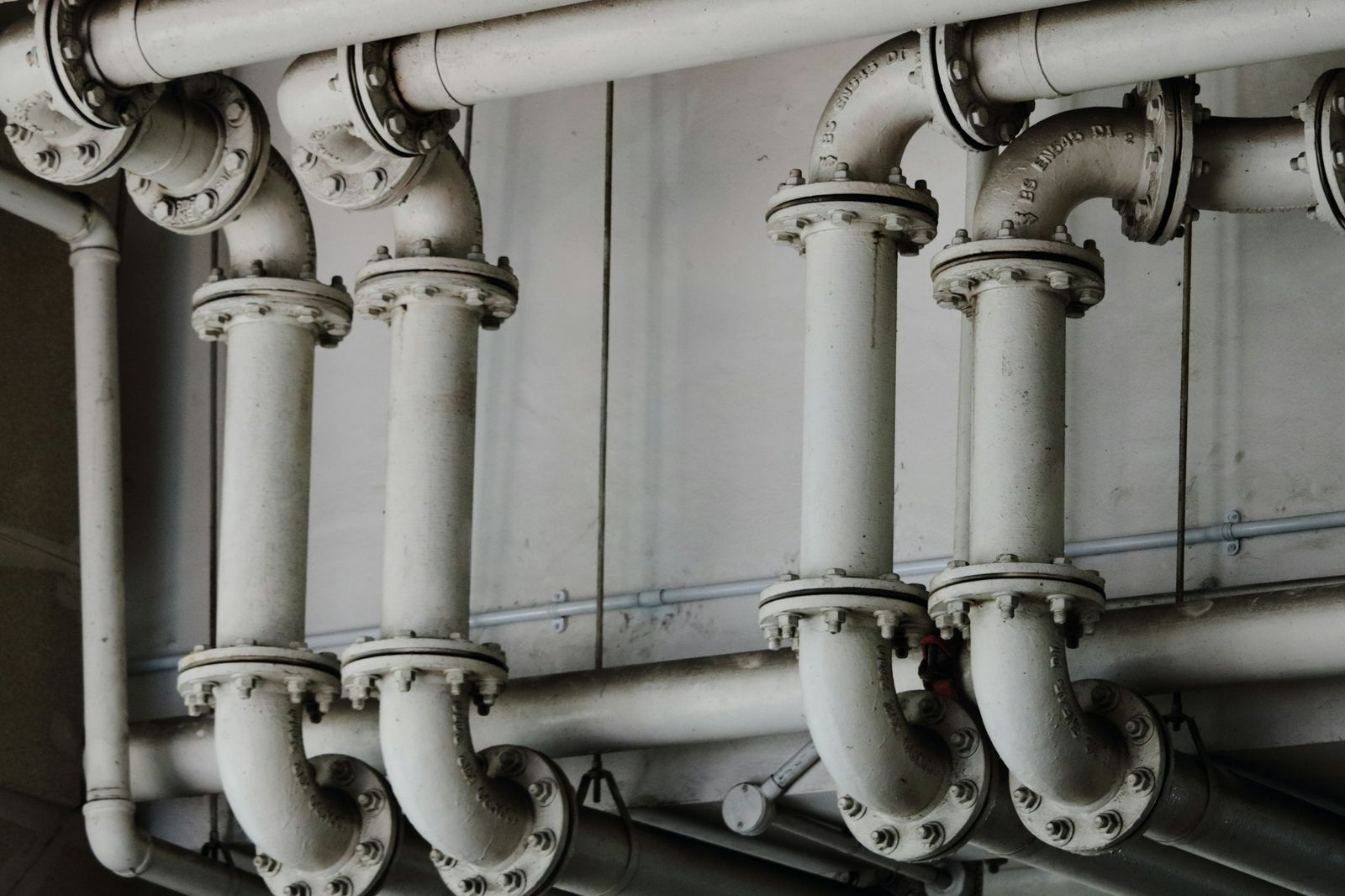 Commercial domestic water piping with flanged fittings