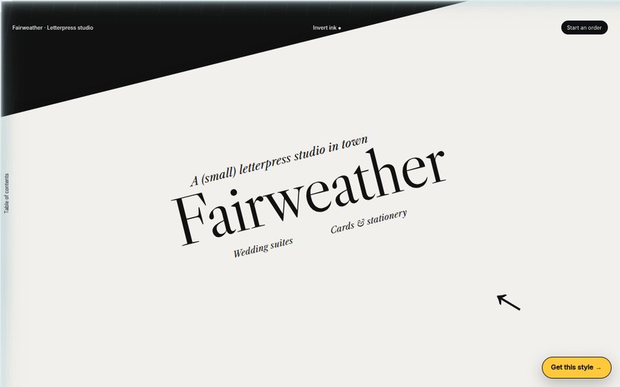 Fairweather Letterpress sample website