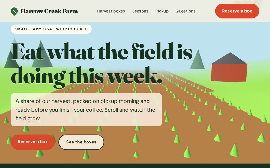 Harrow Creek Farm sample website