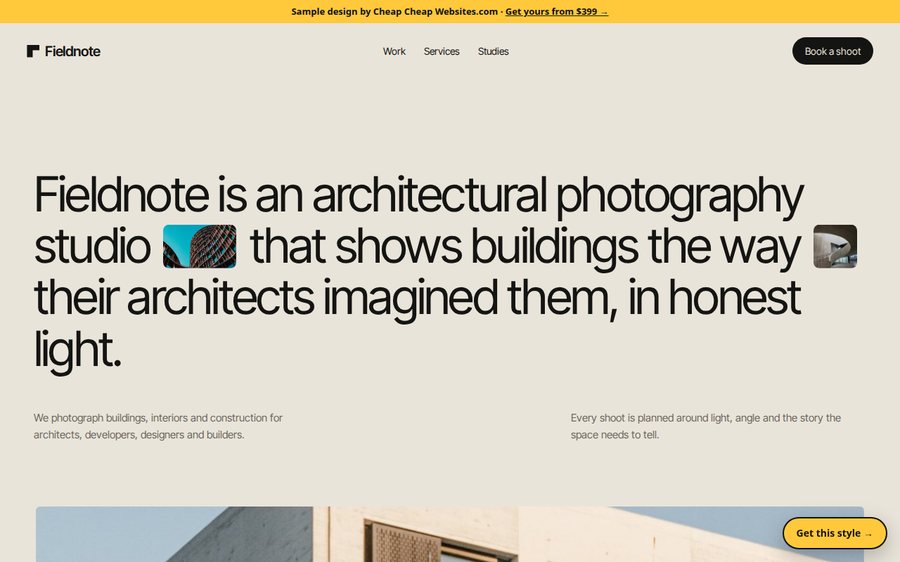 Fieldnote Studio sample website