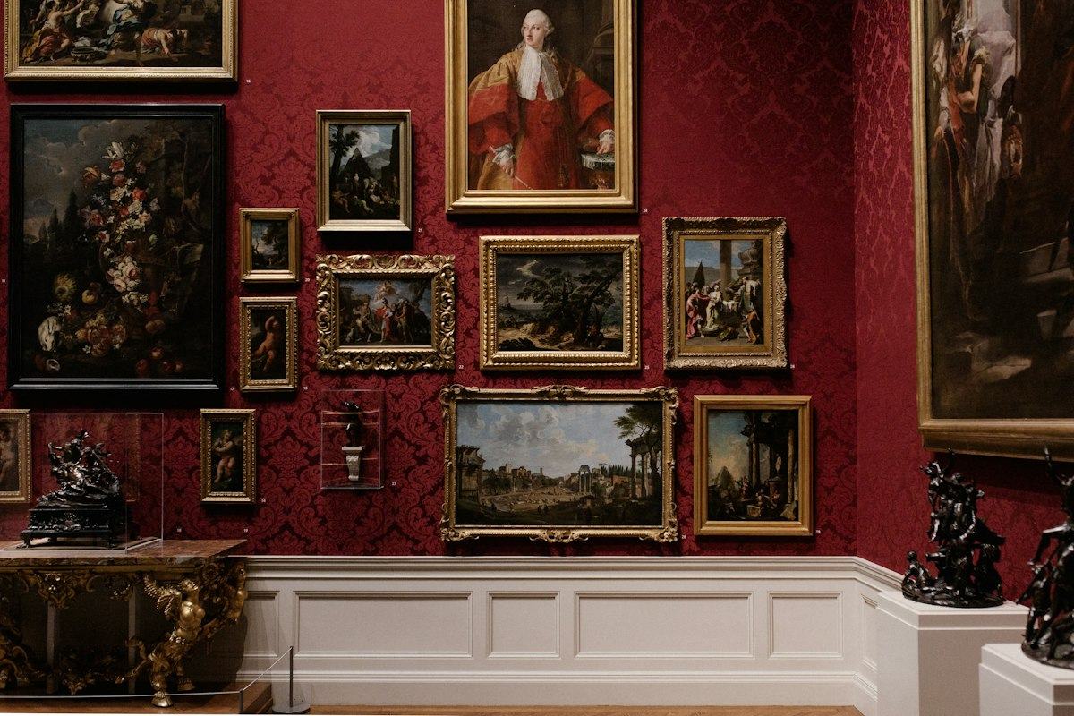 Assorted picture frames on wall