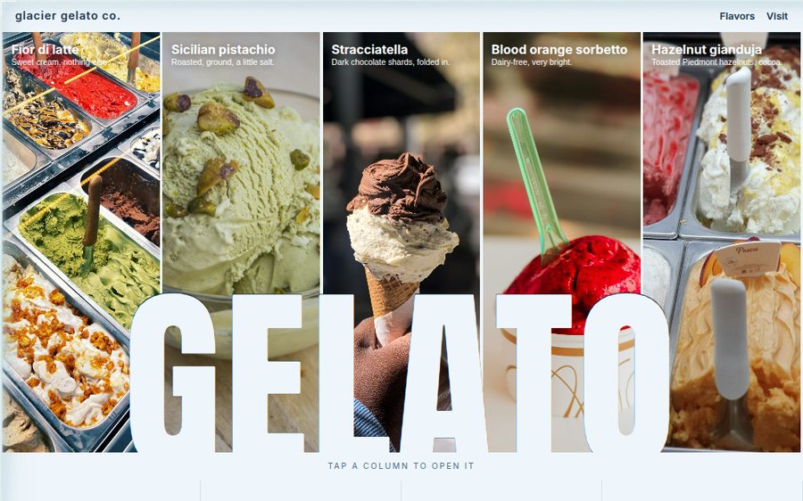 Glacier Gelato Co. sample website