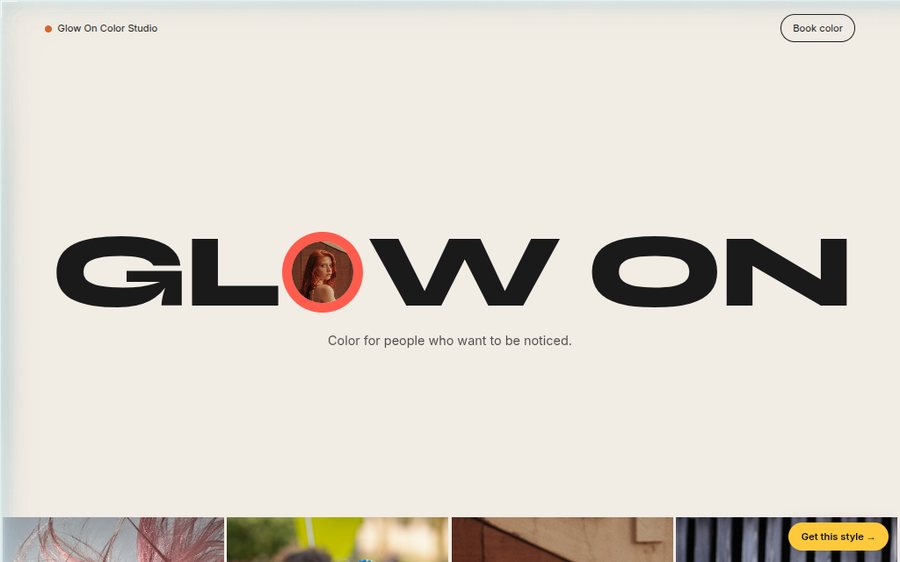 Glow On Color Studio sample website