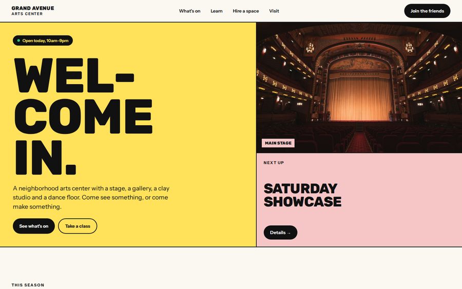 Grand Avenue Arts Center sample website