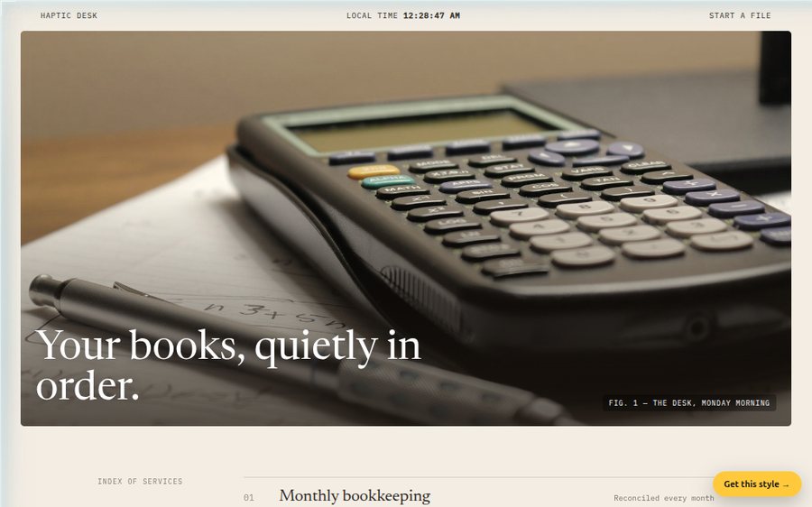 Haptic Tax & Bookkeeping Desk sample website