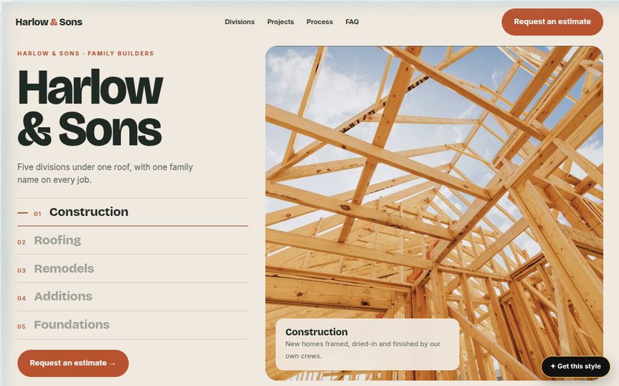 Harlow & Sons Construction sample website