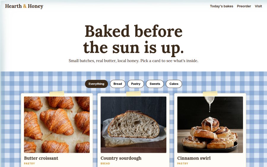 Hearth & Honey Bakery sample website