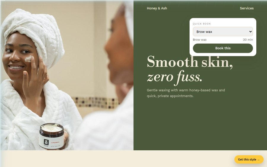 Honey & Ash Waxing sample website