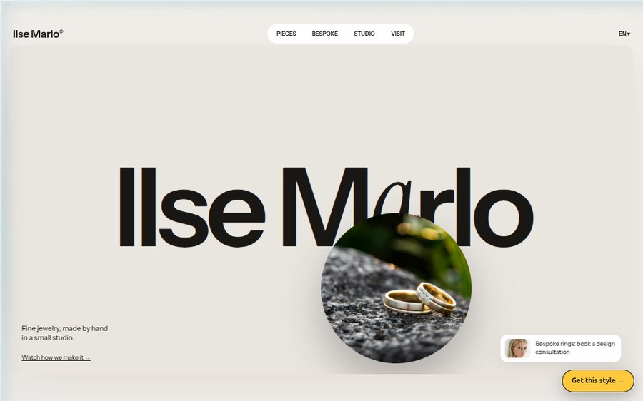 Ilse Marlo Jewelry sample website