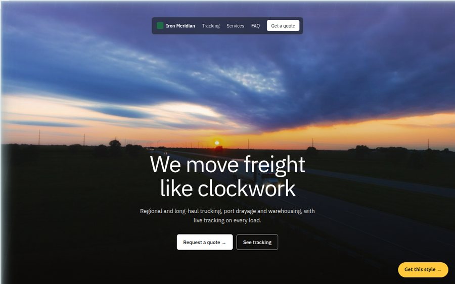 Iron Meridian Freight sample website
