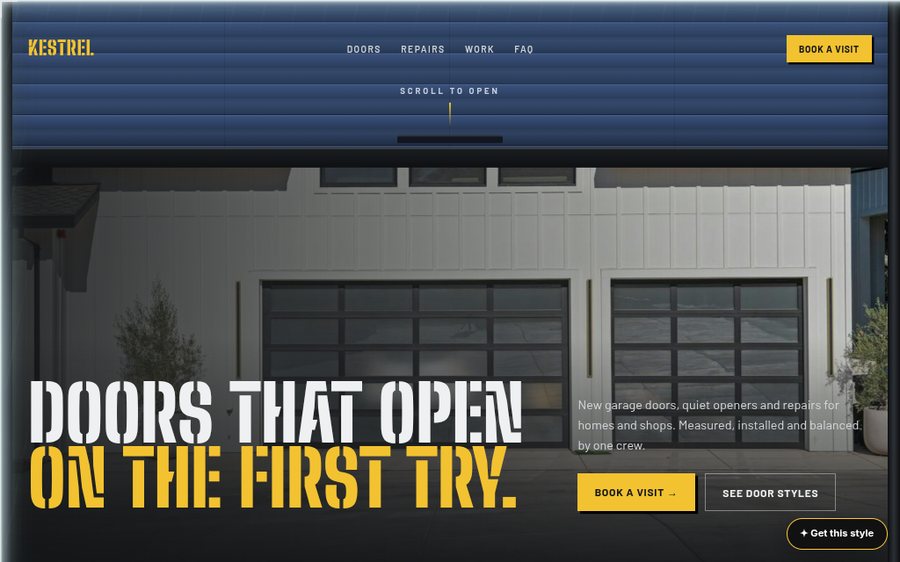 Kestrel Garage Doors sample website