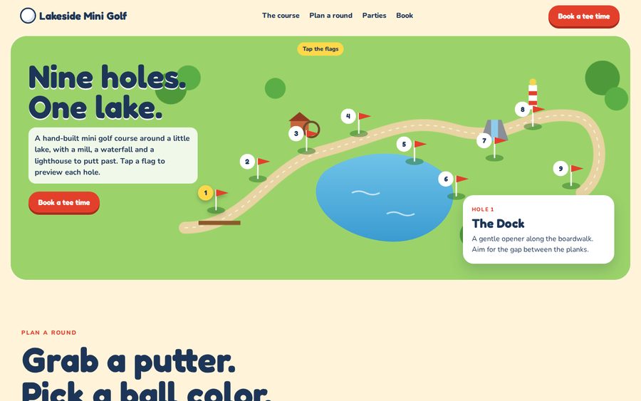 Lakeside Mini Golf sample website