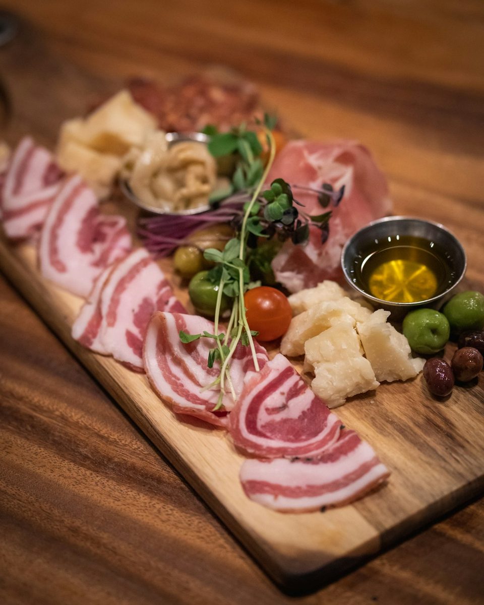 Raw meat on brown wooden chopping board