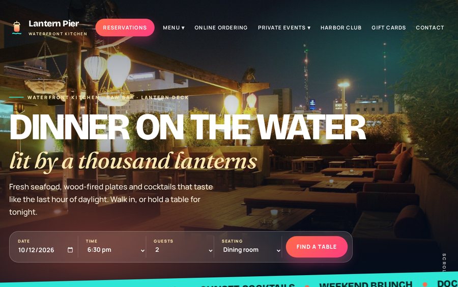 Lantern Pier Waterfront Kitchen sample website