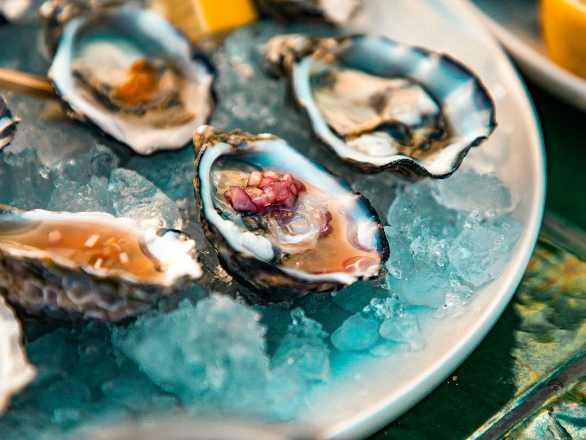 Fresh oysters on ice