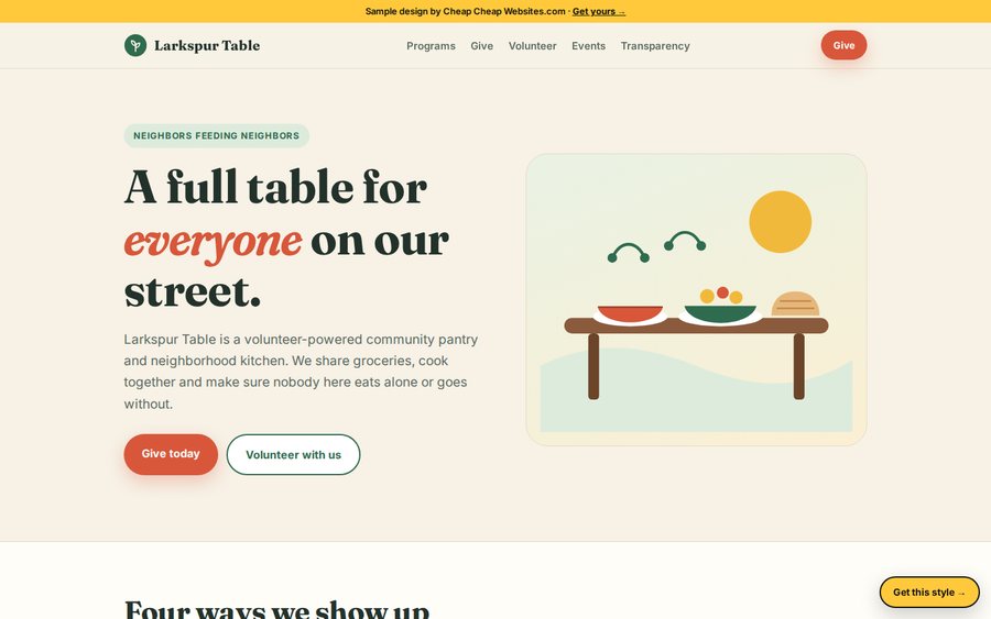Larkspur Table Community Pantry sample website