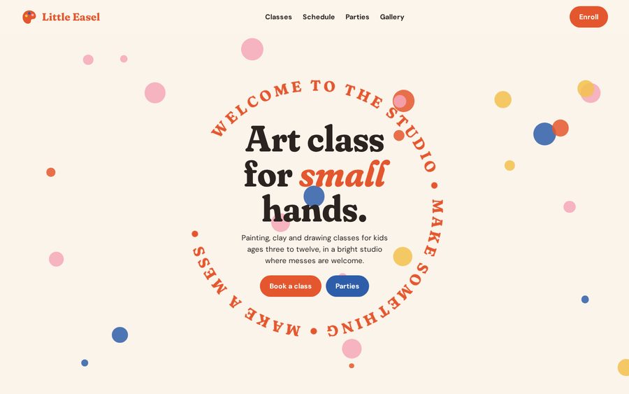 Little Easel Art Studio sample website