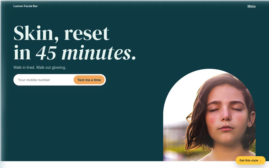Lumen Facial Bar sample website
