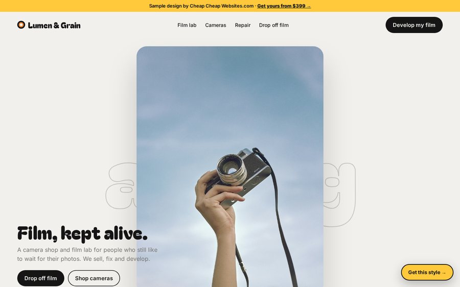 Lumen & Grain Camera sample website