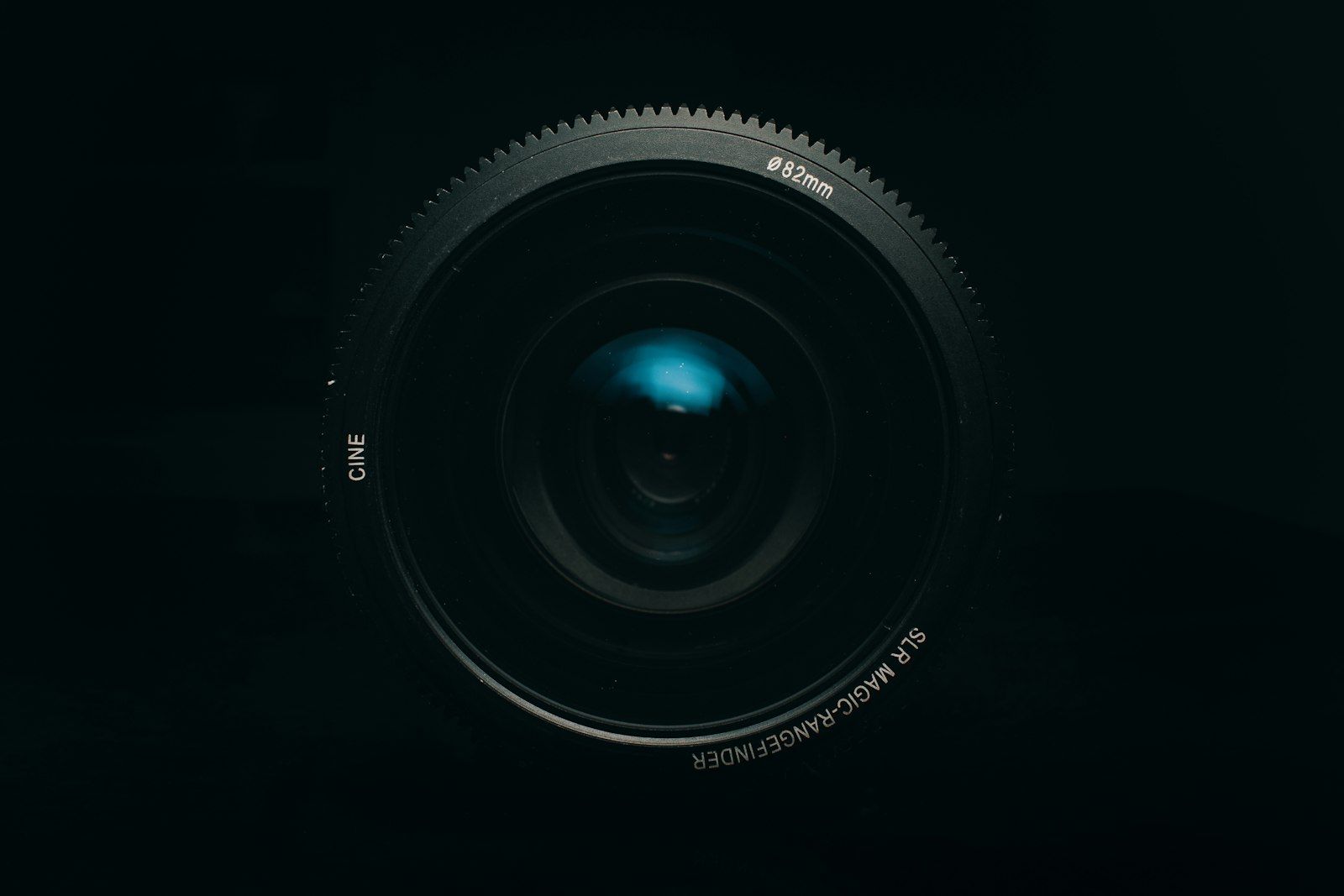 Close-up of a lens in the dark
