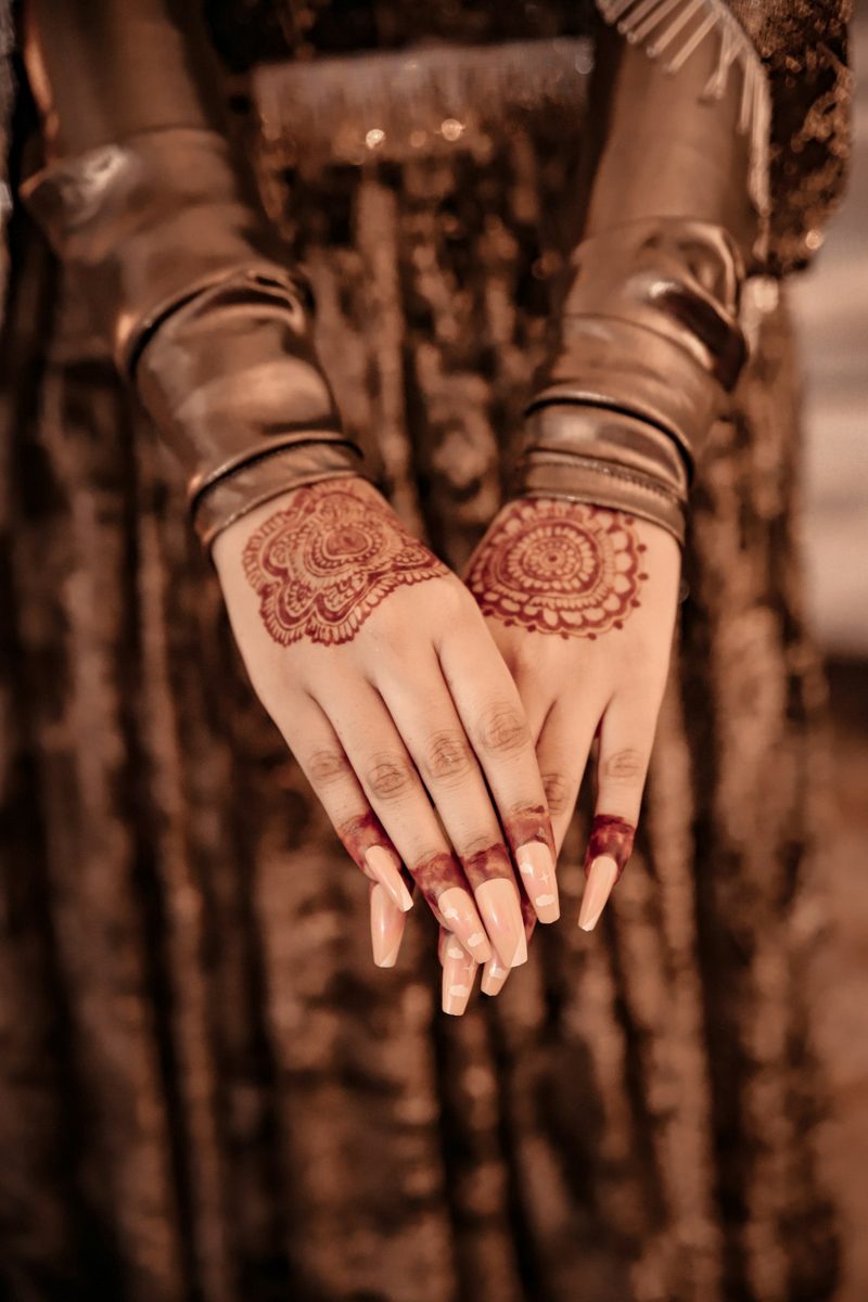 A woman with henna on her hands