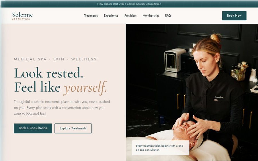Solenne Aesthetics sample website