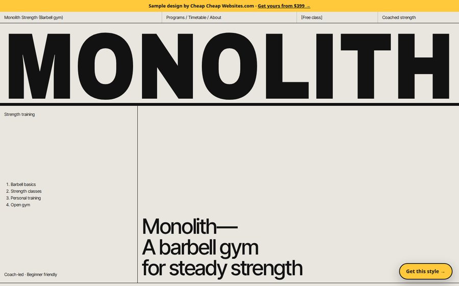 Monolith Strength sample website