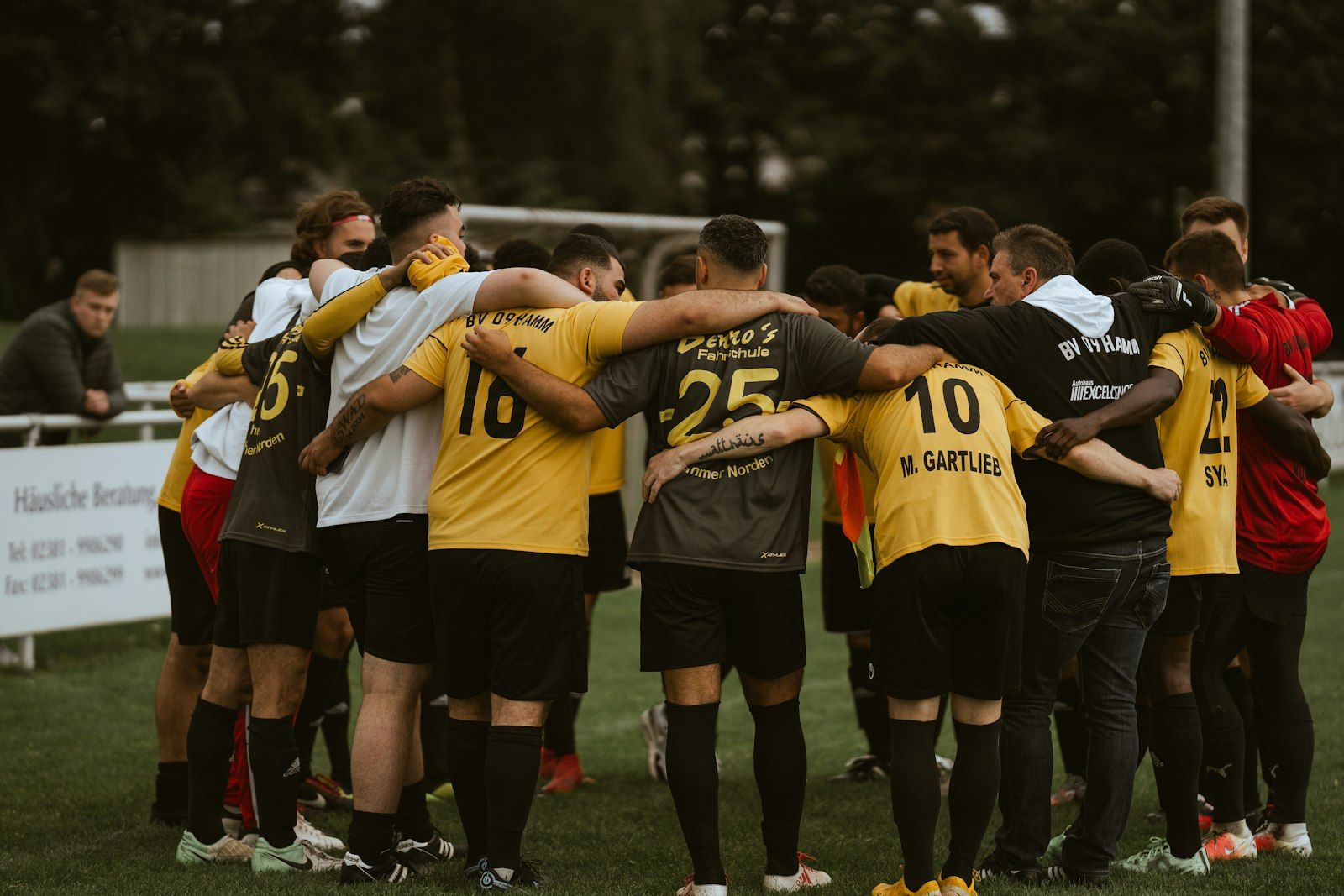 Team huddled together before a match