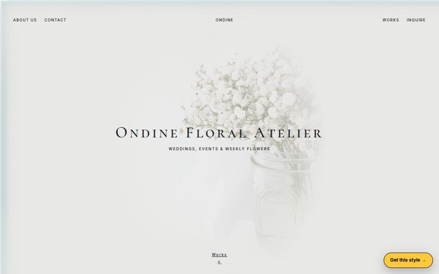 Ondine Floral Atelier sample website