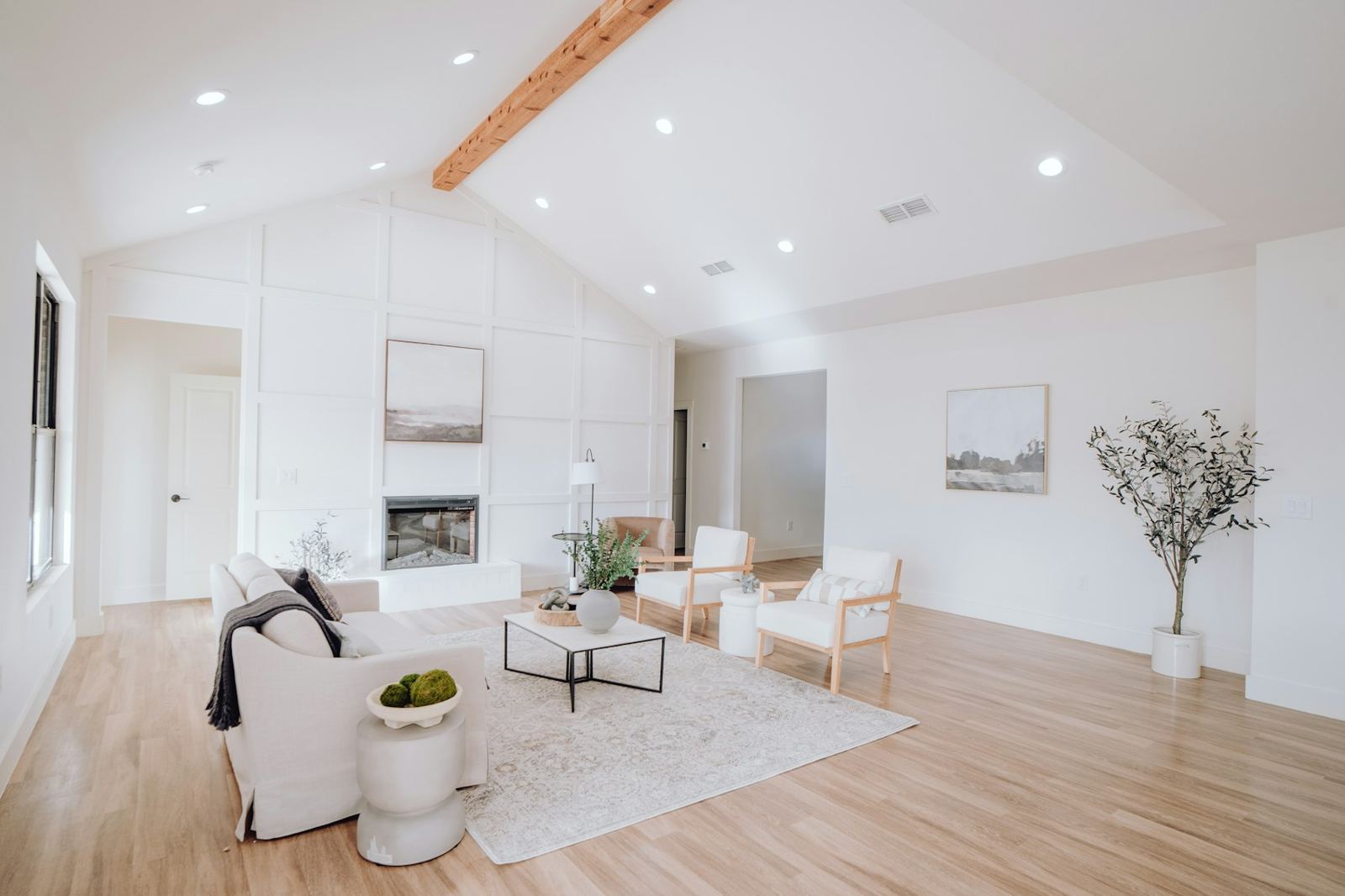 Bright living room with freshly painted walls