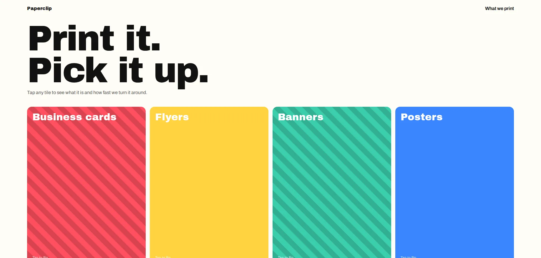 Página web de muestra hecha por Cheap Cheap Websites: imprenta Paperclip