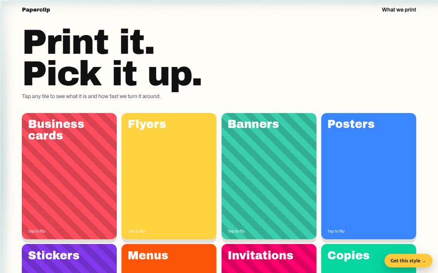 Paperclip Print Shop sample website