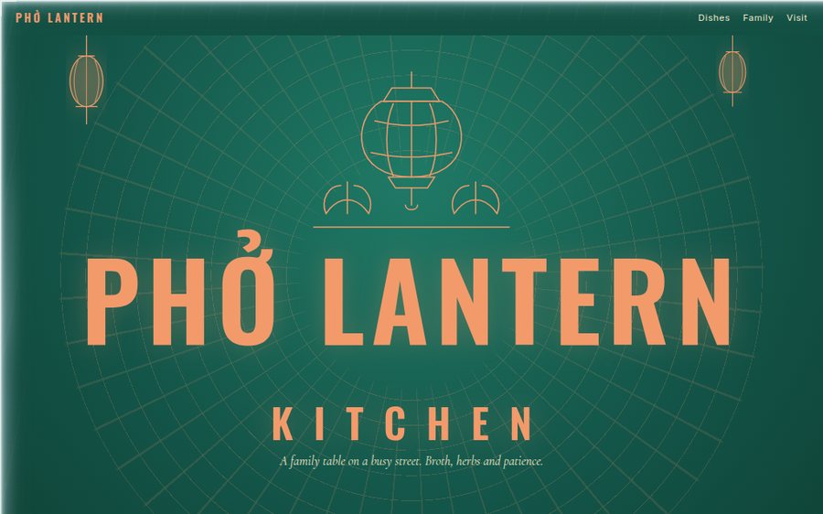 Phở Lantern Kitchen sample website